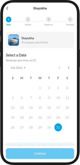 Booking calendar iteration